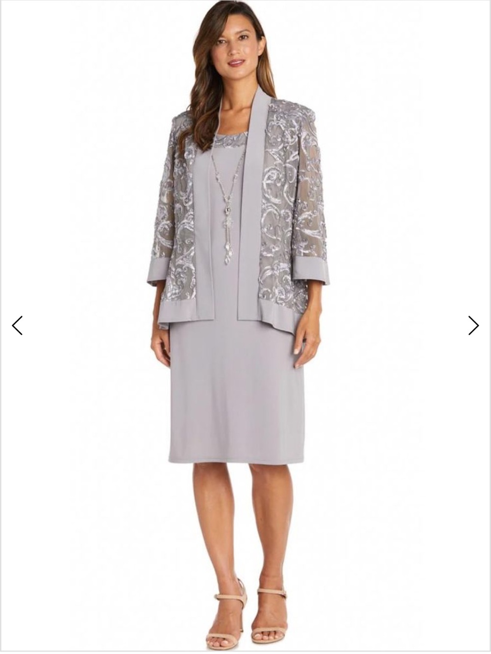 NWT R&M Richards 18 Women’s Purple 3-Piece Sleeveless Dress Jacket Necklace $129